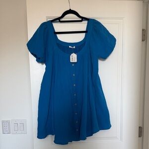 Chic Blue Button-Down baby doll dress